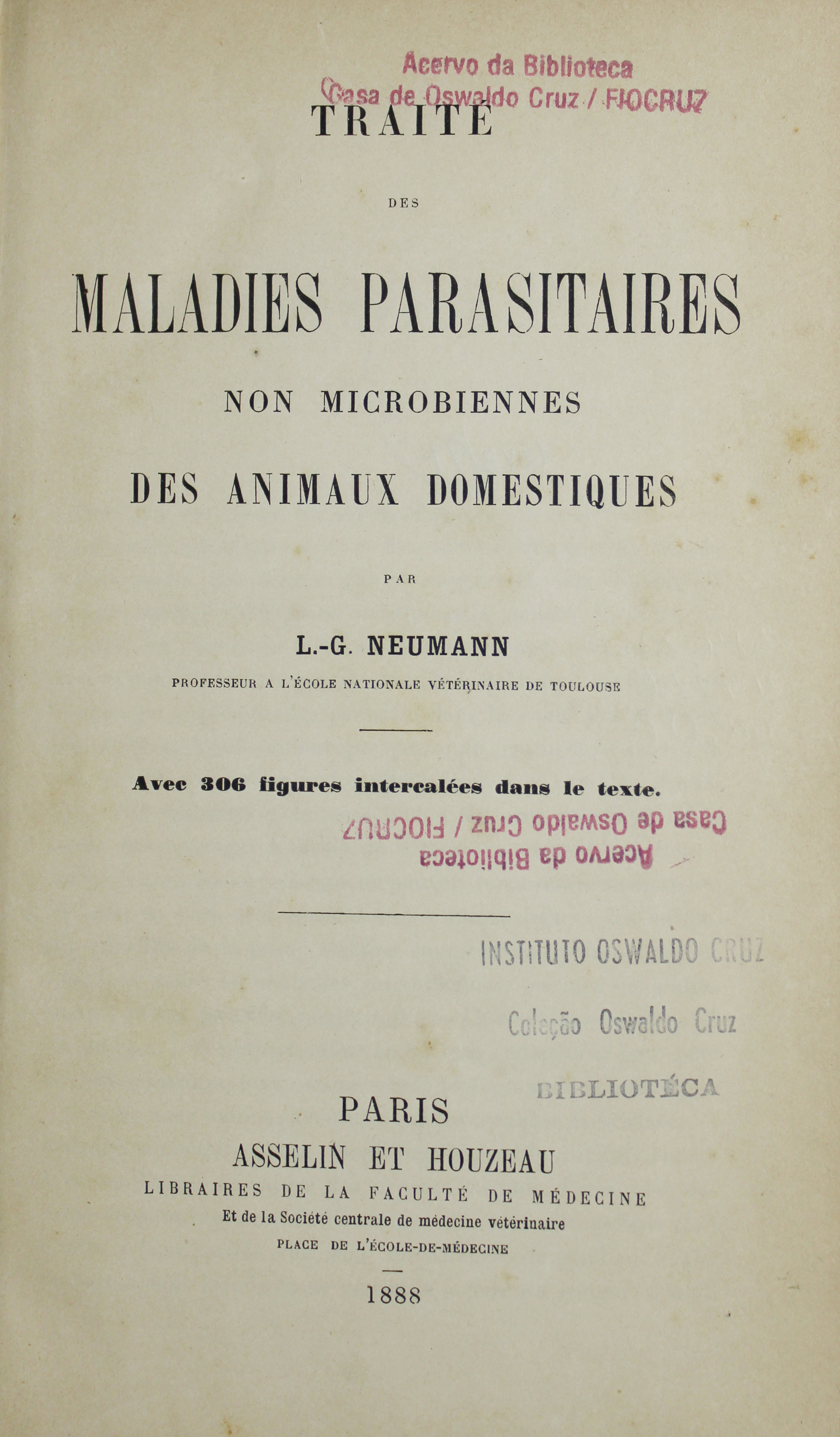 Imagem da obra Traité des maladies parasitaires non microbiennes des animaux domestiques 