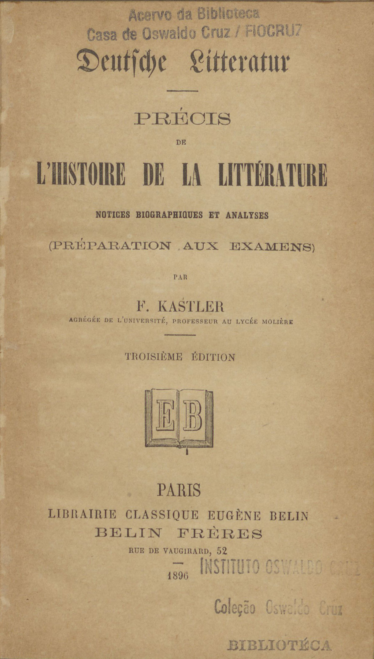 Imagem da obra Deutsche litteraturprécis de l&#039;histoire de la littérature, notices biographiques et analyses (préparation aux examens) 