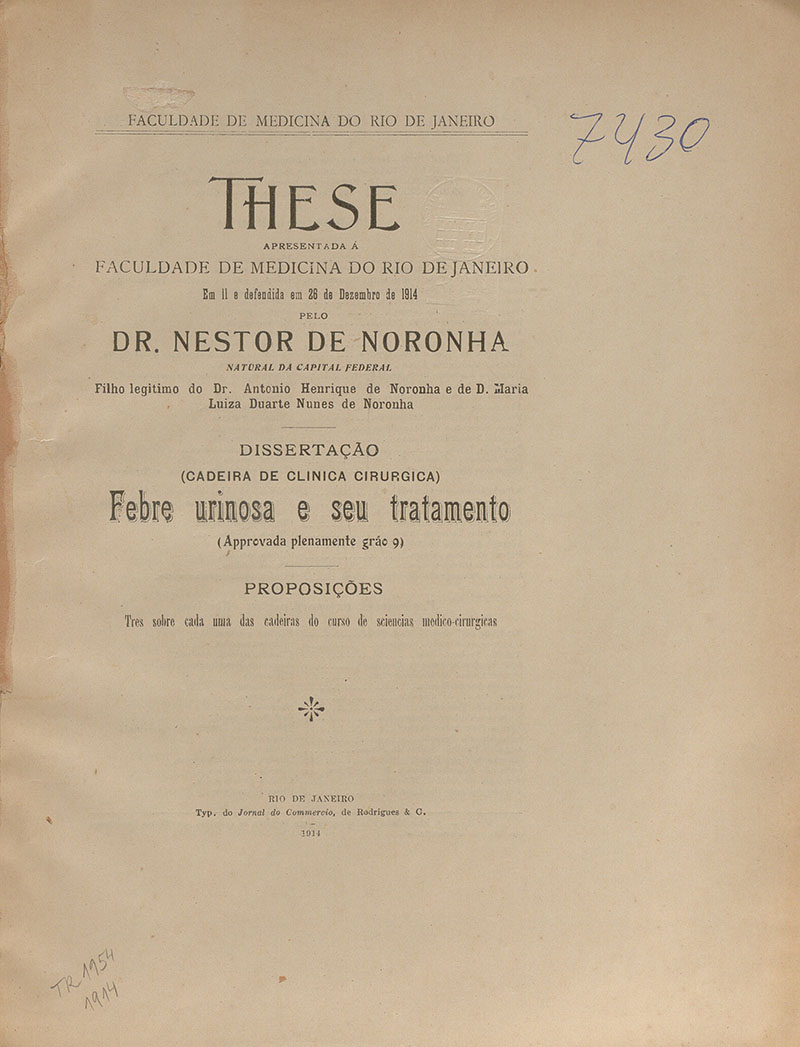 Imagem da obra Febre urinosa e seu tratamento 