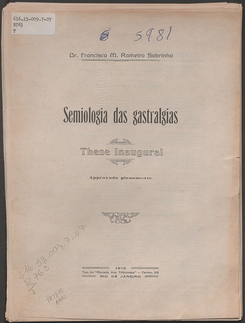 Imagem da obra Semiologia das gastralgias