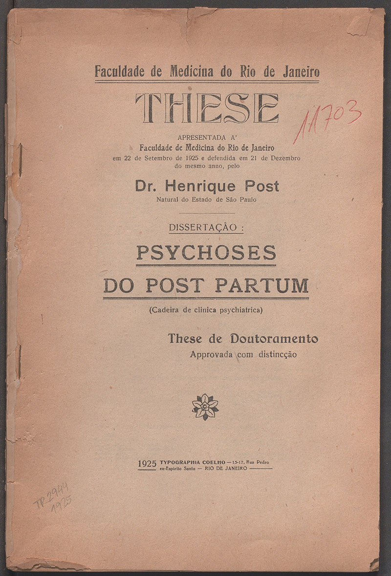Imagem da obra Psychoses do post partum
