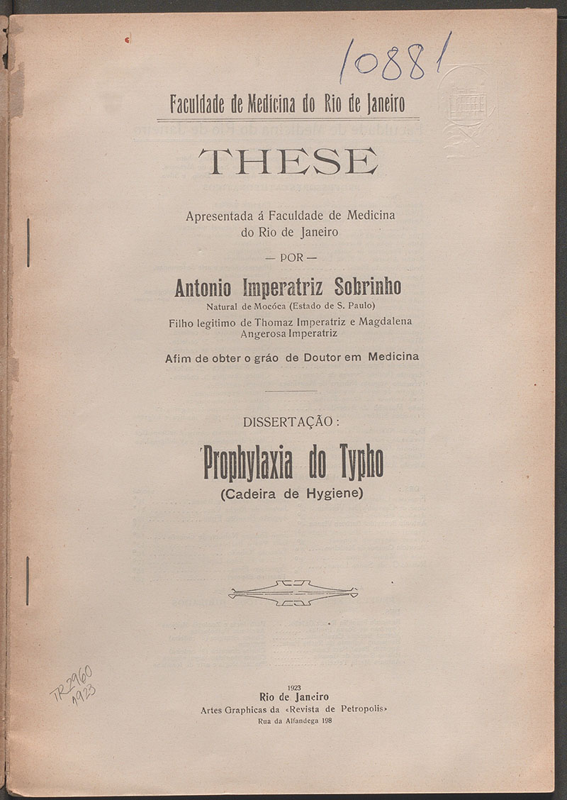 Imagem da obra Prophylaxia do typho