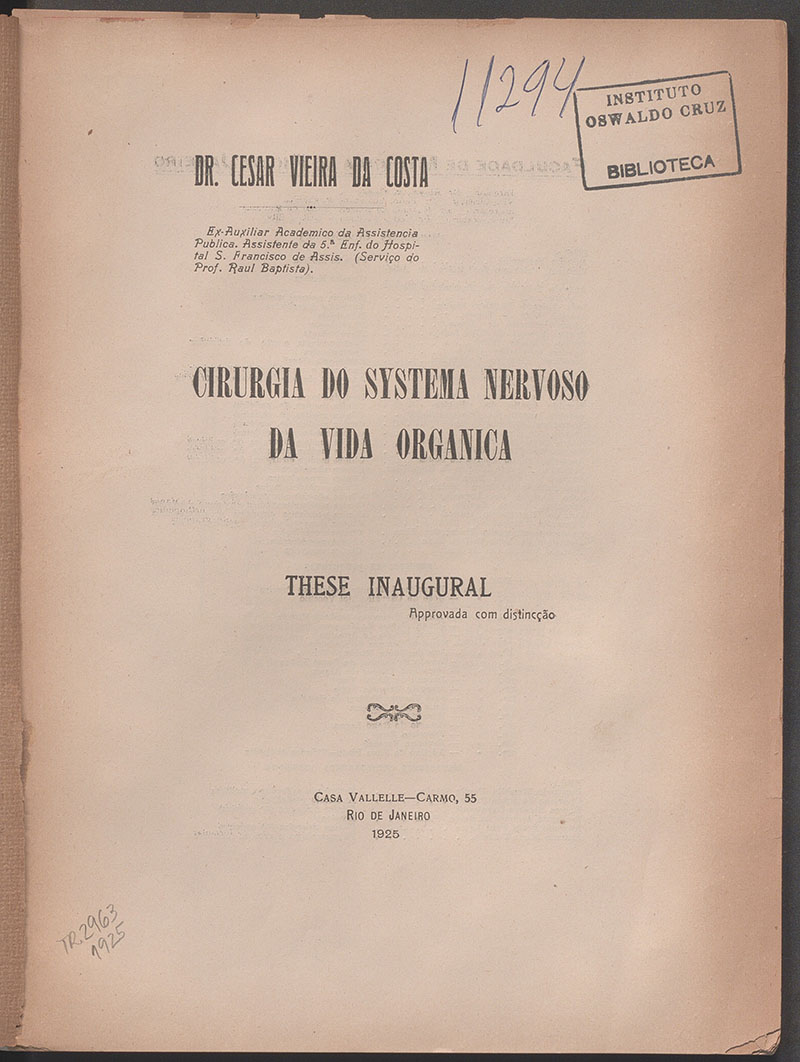 Imagem da obra Cirurgia do systema nervoso da vida organica