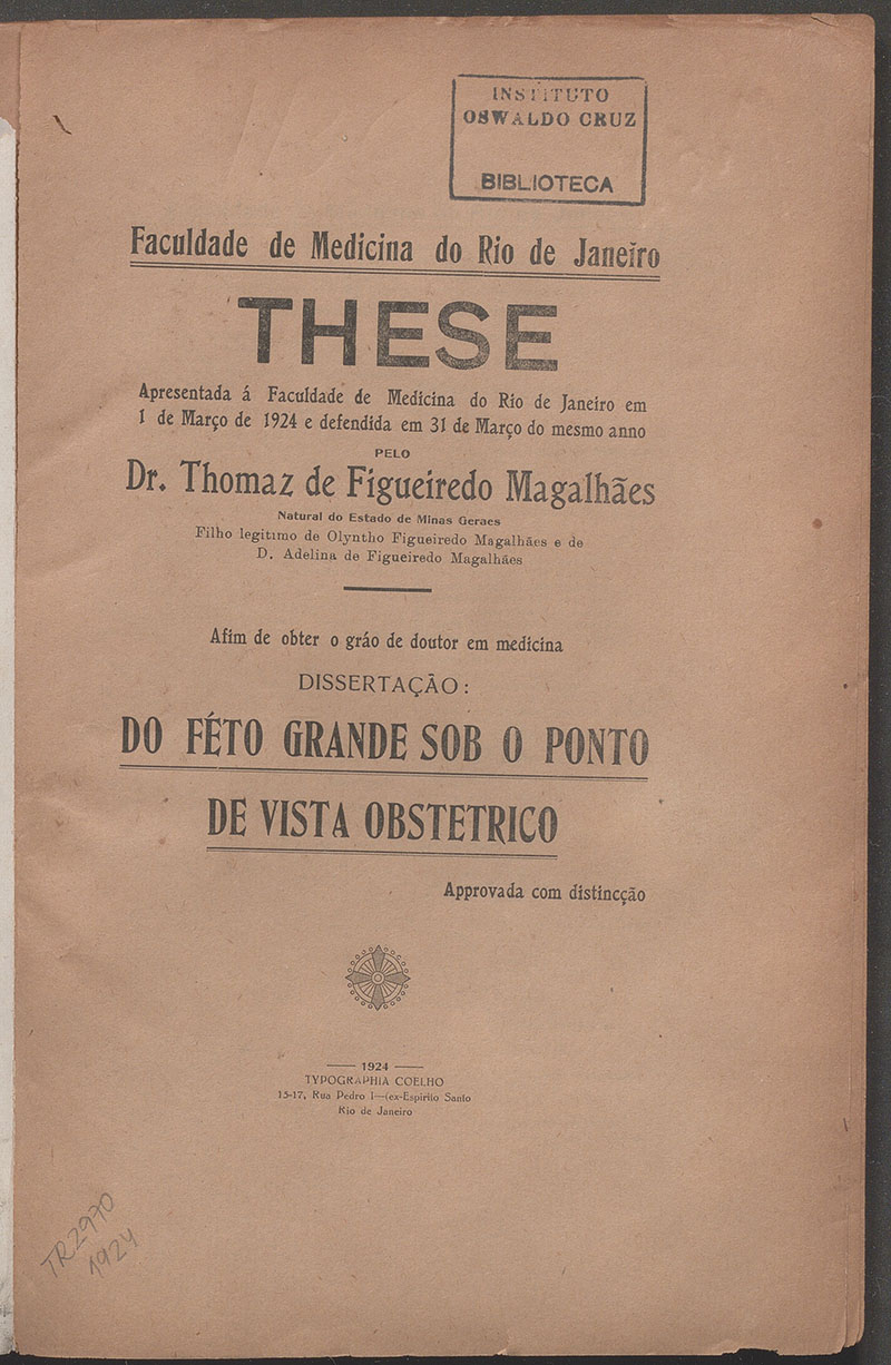 Imagem da obra Do féto grande sob o ponto de vista obstetrico