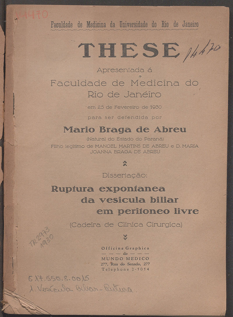 Imagem da obra Ruptura expontanea da vesicula biliar em peritoneo livre