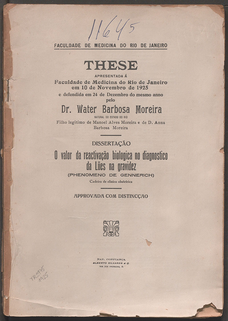 Imagem da obra O valor da reactivação biologica no diagnostico da lues na gravidez: (Phenomeno de Gennerich)