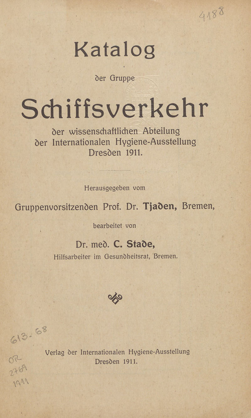 Imagem da obra Katalog der gruppe schiffsverkehr: der wissenschaftlichen abteilung der Internationalen Hygiene-Ausstellung Dresen 1911
