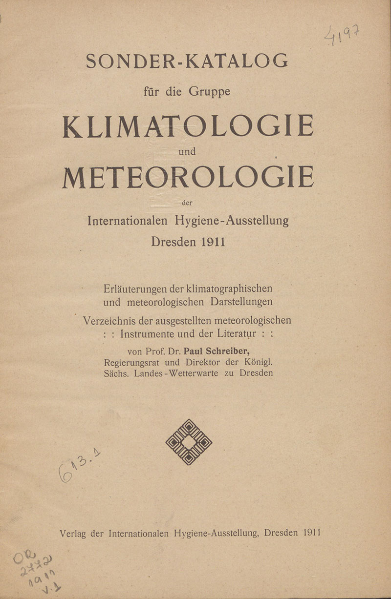 Imagem da obra Sonder-Katalog für die gruppe klimatologie und meterologie: der Internationalen Hygiene-Ausstellung Dresden 1911