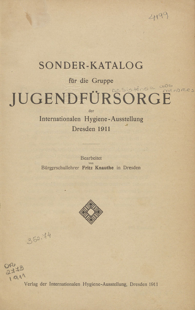 Imagem da obra Sonder-Katalog für die gruppe jugendfürsorge: der Internationalen Hygiene-Ausstellung Dresden 1911