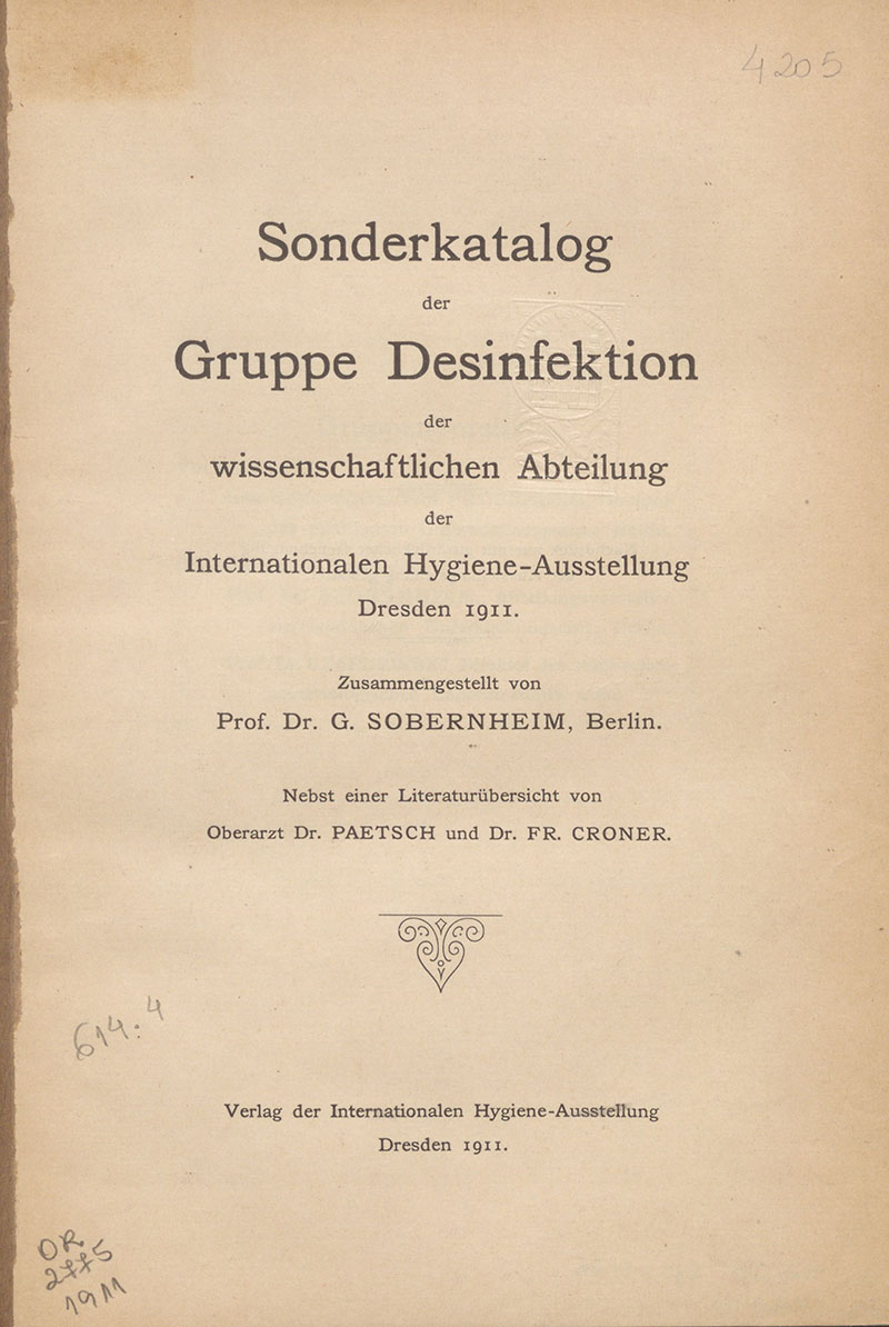 Imagem da obra Sonderkatalog der gruppe desinfektion der wissenschaftlichen abteilung 1911: der Internationalen Hygiene-Ausstellung Dresden 1911
