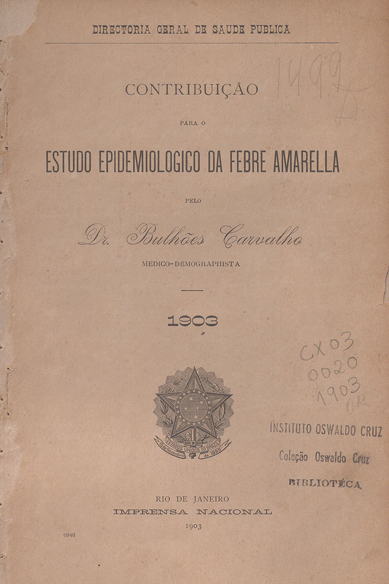 Imagem da obra Contribuição para o estudo epidemiologico da febre amarela 