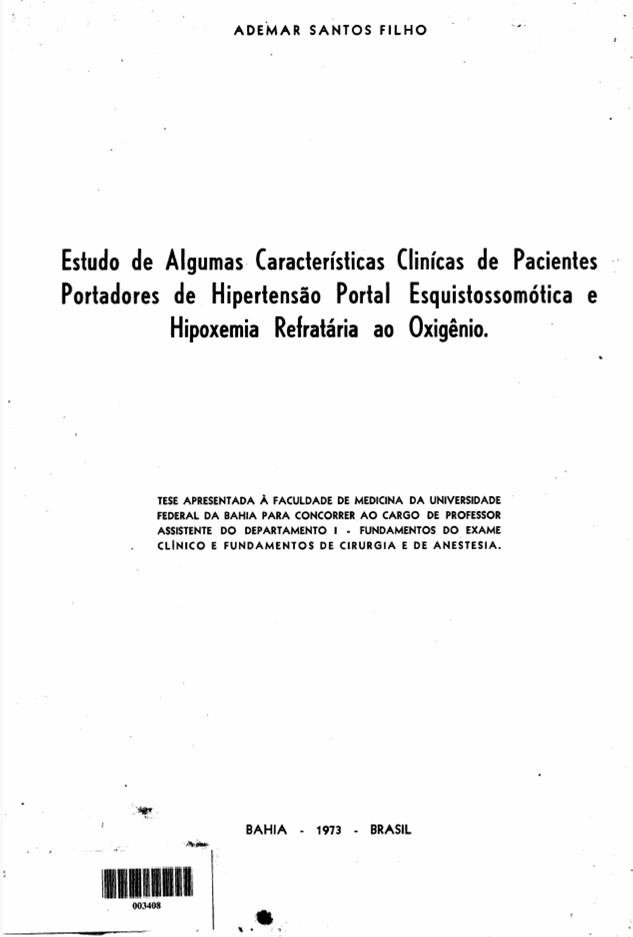 Imagem da obra Estudo de algumas características clínicas de pacientes portadores de hipertensão portal esquistossomótica e hipoxemia refratária ao oxigênio