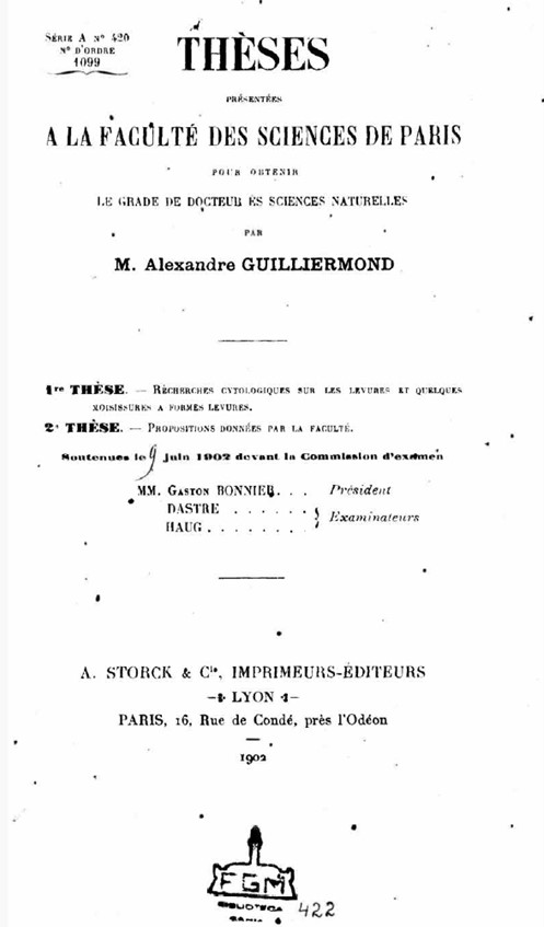 Imagem da obra Recherches cytologiques sur les levures et quelques moisissures a formes levures
