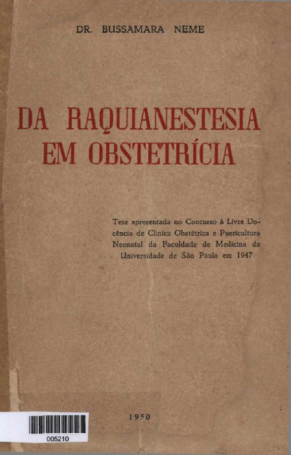 Imagem da obra Da raquianestesia em obstetrícia