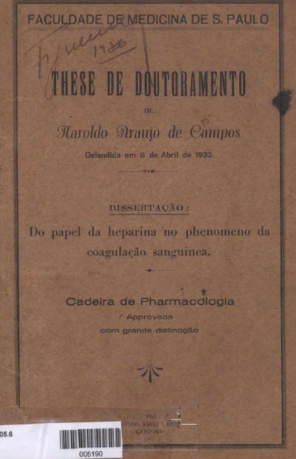 Imagem da obra Do papel da heparina no phenomeno da coagulação sanguinea 