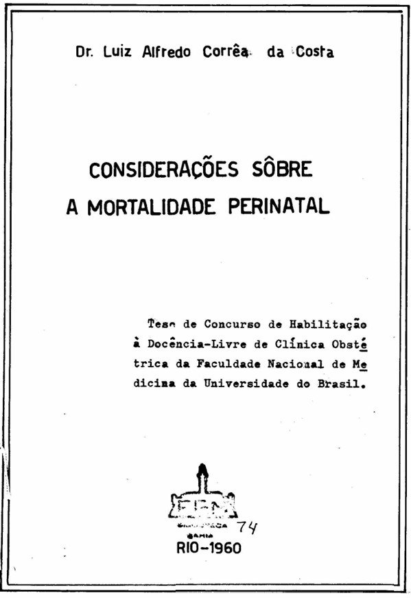 Imagem da obra Considerações sobre a mortalidade perinatal