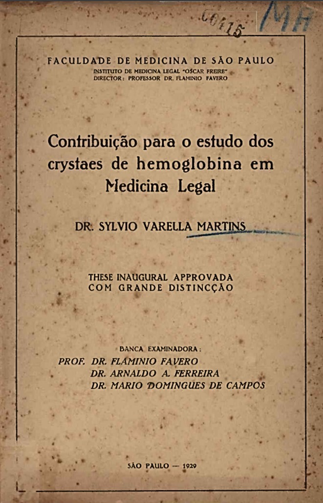 Imagem da obra Contribuição para o estudo dos crystaes de hemoglobina em Medicina Legal